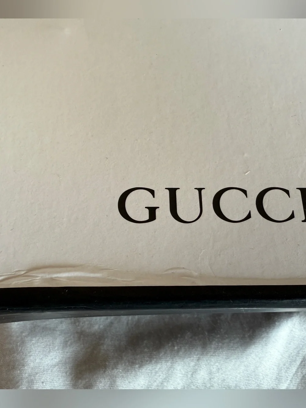 Gucci Gift Storage Belt Box 5.5” X 5.5” X2.5” Black Cream Empty Presentation Box